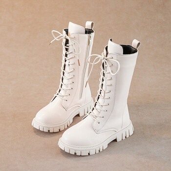 Girls Princess High Boots Μαύρο Μπεζ Ευέλικτο Παιδικές Μπότες Causal Άνοιξη Φθινόπωρο Αντιολισθητικές Παιδικές Μακριές Μπότες μονόχρωμες PU