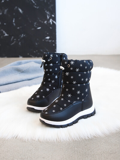 Zimske tople krznene čizme za snijeg Dječje crne krznene cipele za djevojčice Neklizajuća vodootporna dječja obuća Dječje tenisice Cipele za bebe Ružičasta