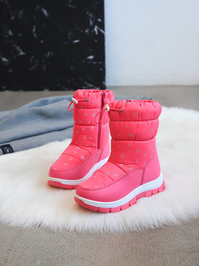 Zimske tople krznene čizme za snijeg Dječje crne krznene cipele za djevojčice Neklizajuća vodootporna dječja obuća Dječje tenisice Cipele za bebe Ružičasta