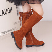 Botas Niña Suede μπότες για κορίτσια Φθινοπωρινές μπότες χειμωνιάτικη πριγκίπισσα μέχρι το γόνατο Μπότες βελούδινες ζεστές παιδικές μπότες χιονιού Μασίφ παιδικά παπούτσια με χαμηλό τακούνι