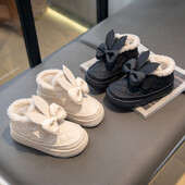 Copii de iarnă pantofi din bumbac cu talpă groasă cizme de zăpadă anti-alunecare la modă bowknot prințesă cizme fete copii calde groase cizme