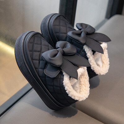 Copii de iarnă pantofi din bumbac cu talpă groasă cizme de zăpadă anti-alunecare la modă bowknot prințesă cizme fete copii calde groase cizme