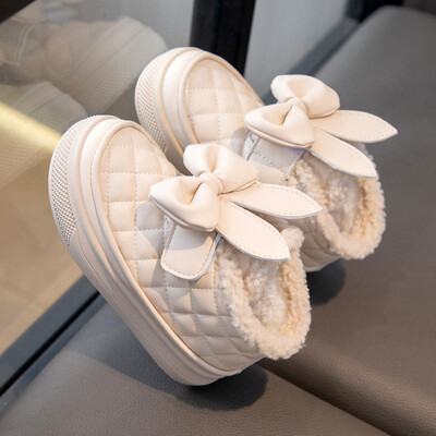 Copii de iarnă pantofi din bumbac cu talpă groasă cizme de zăpadă anti-alunecare la modă bowknot prințesă cizme fete copii calde groase cizme