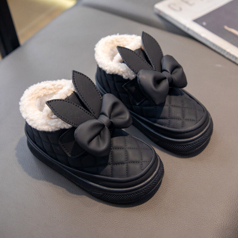 Copii de iarnă pantofi din bumbac cu talpă groasă cizme de zăpadă anti-alunecare la modă bowknot prințesă cizme fete copii calde groase cizme