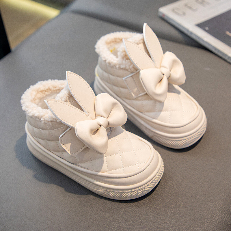 Copii de iarnă pantofi din bumbac cu talpă groasă cizme de zăpadă anti-alunecare la modă bowknot prințesă cizme fete copii calde groase cizme