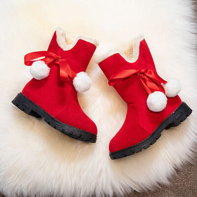 Botas De Nieve Kid Snow Boot téli csizma Plüss gyerekcipő Pamut csizma lány hercegnő csizma csúszásgátló gyerekcipők divatos párnázott csizmák