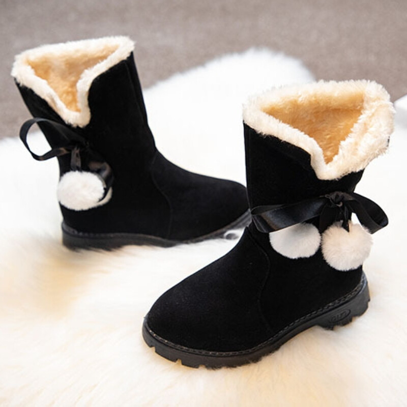 Botas De Nieve Cizme de zăpadă pentru copii Cizme de iarnă Cizme de pluș pentru copii Cizme de bumbac pentru fete Cizme de prințesă Anti-alunecare Pantofi pentru copii Cizme căptușite la modă