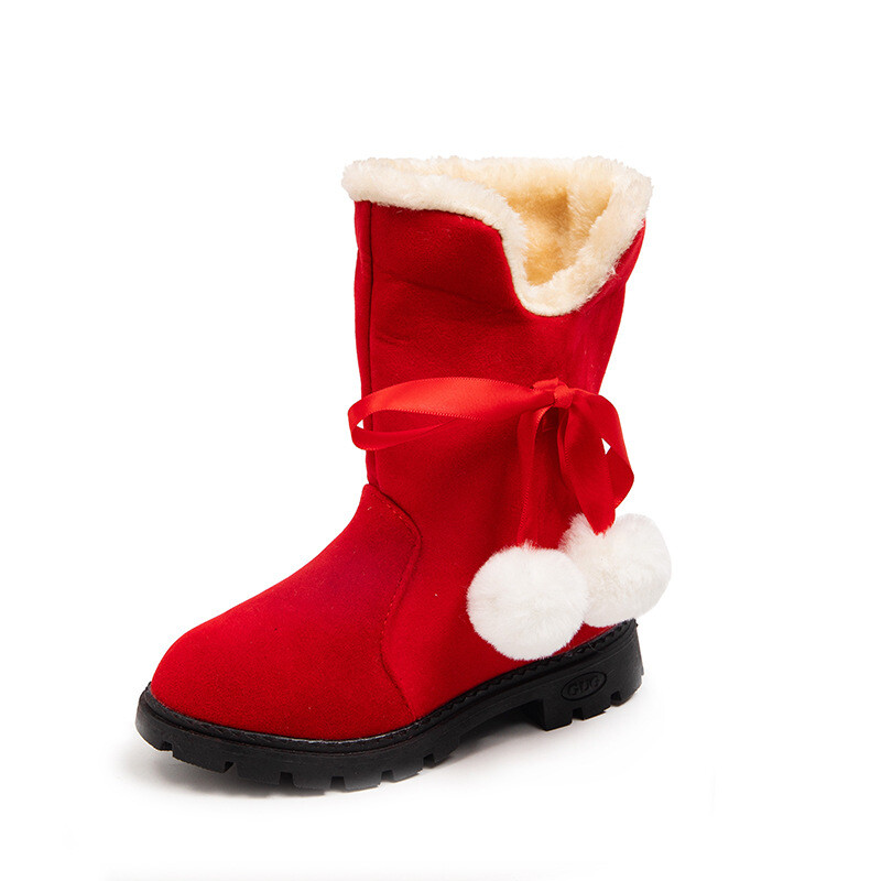 Botas De Nieve Cizme de zăpadă pentru copii Cizme de iarnă Cizme de pluș pentru copii Cizme de bumbac pentru fete Cizme de prințesă Anti-alunecare Pantofi pentru copii Cizme căptușite la modă