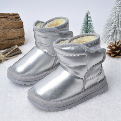 Cizme de zăpadă din piele PU pentru copii pentru fete băieți iarnă impermeabilă anti-alunecare pantofi pentru copii caldă de pluș cu platformă cizme scurte pantofi pentru bebeluși