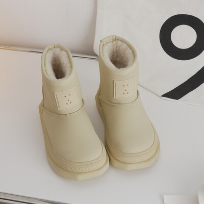 Детски ботуши за сняг Мода за момичета Изчистен стил Топли плюшени зимни ботуши Момчета Мека подметка Ботуши за сняг на открито Размер 26-37