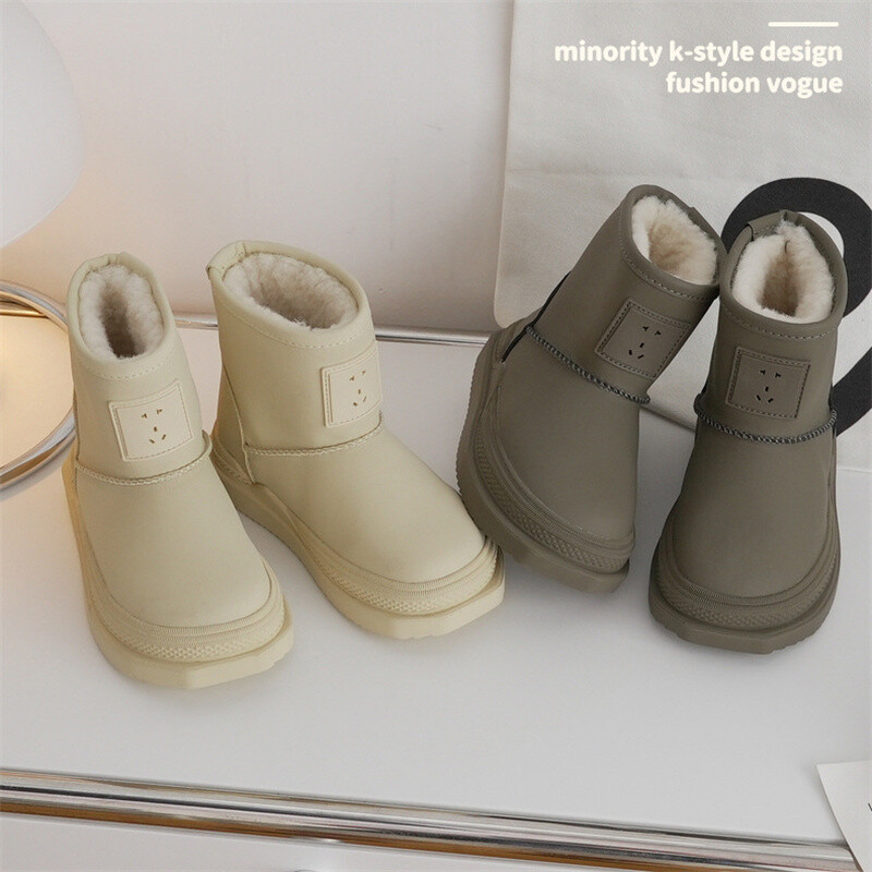 Детски ботуши за сняг Мода за момичета Изчистен стил Топли плюшени зимни ботуши Момчета Мека подметка Ботуши за сняг на открито Размер 26-37