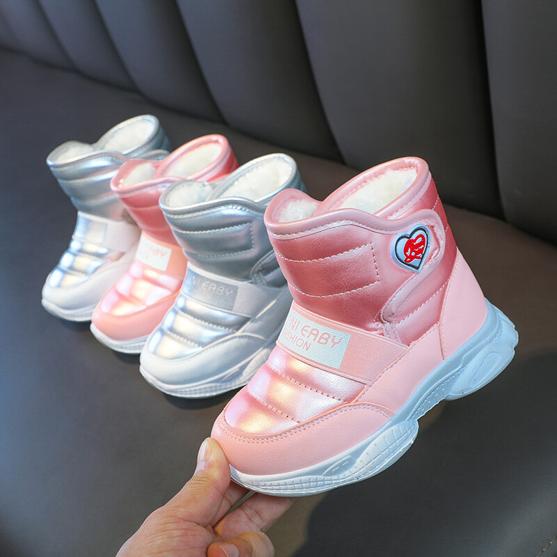 2023 Cizme pentru fete Cizme de zăpadă la modă pentru copii Cizme pentru copii mici Băieți fete Copii mici Iarnă Bumbac cald de pluș blană Cizme sport pentru zăpadă