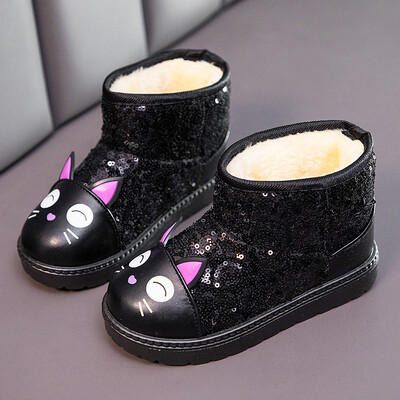 Talvesaapad Paksemad Soojad Tüdrukud Lumesaapad Mood Litrid Lastele Puuvillased Kingad Armsad Multifilmid Õpilaste Libisemiskindlad Poolsaapad Ботинки