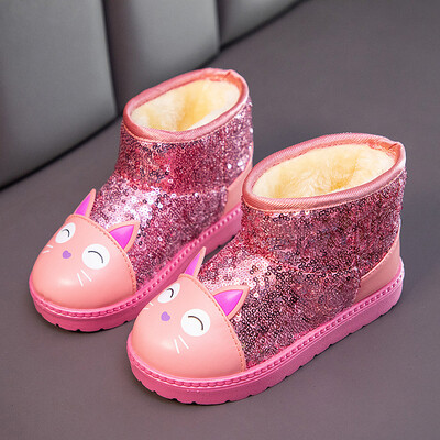 Talvesaapad Paksemad Soojad Tüdrukud Lumesaapad Mood Litrid Lastele Puuvillased Kingad Armsad Multifilmid Õpilaste Libisemiskindlad Poolsaapad Ботинки