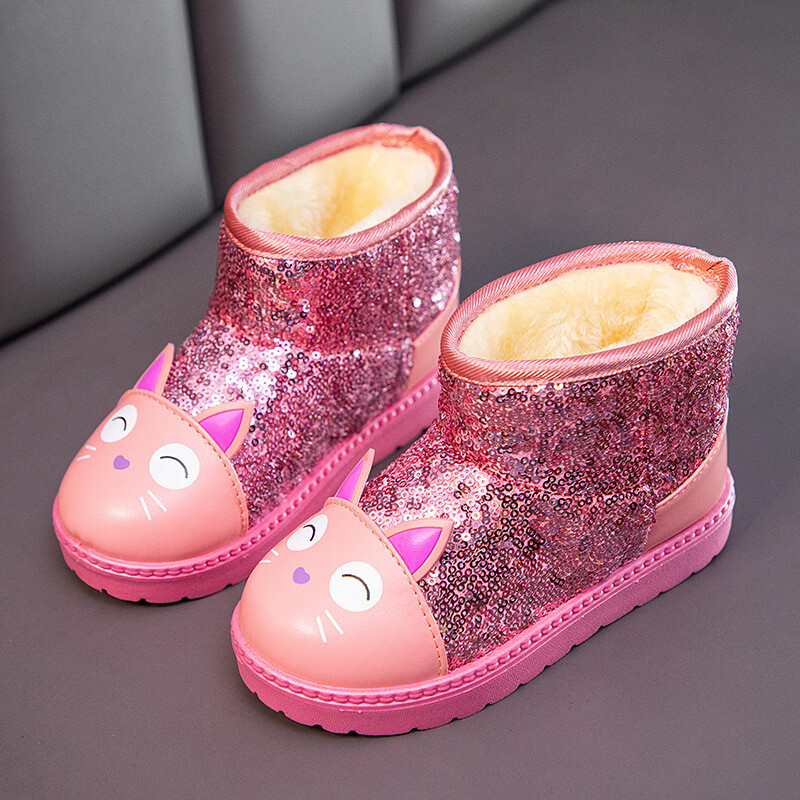 Talvesaapad Paksemad Soojad Tüdrukud Lumesaapad Mood Litrid Lastele Puuvillased Kingad Armsad Multifilmid Õpilaste Libisemiskindlad Poolsaapad Ботинки