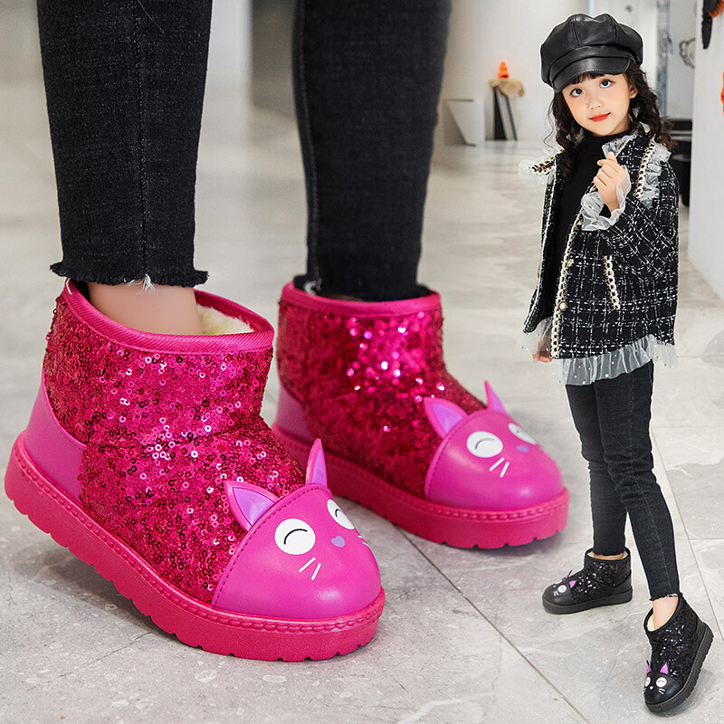 Talvesaapad Paksemad Soojad Tüdrukud Lumesaapad Mood Litrid Lastele Puuvillased Kingad Armsad Multifilmid Õpilaste Libisemiskindlad Poolsaapad Ботинки