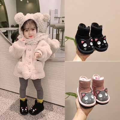 Winter New Thickened Warm Snow Boots Girls Lovely Cat Head Ζεστές βαμβακερές μπότες Παιδικά casual παπούτσια Καυτές εκπτώσεις Ροζ Μαύρο