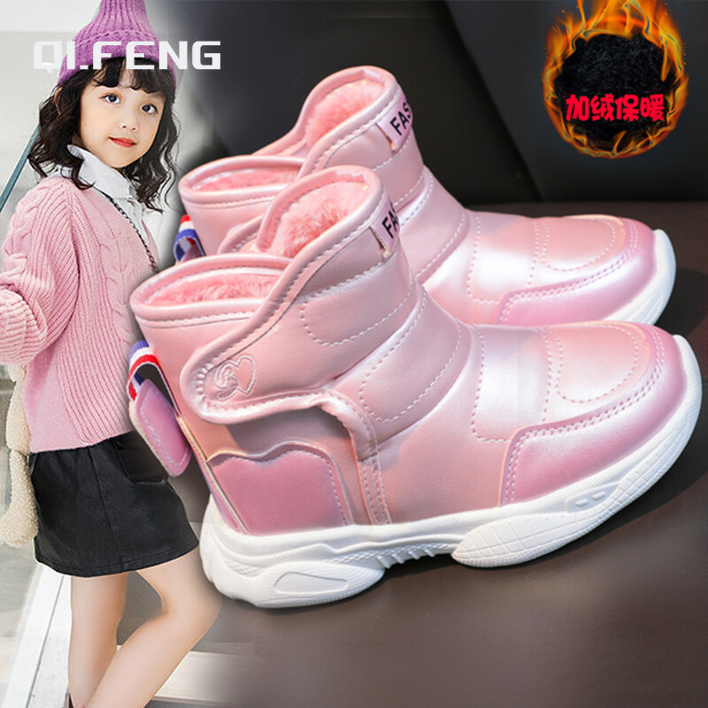 Slatke djevojke Tople plišane čizme za snijeg Studenti Zimske Svestrane visoke cipele Dječji modni trendovi Pamučna obuća