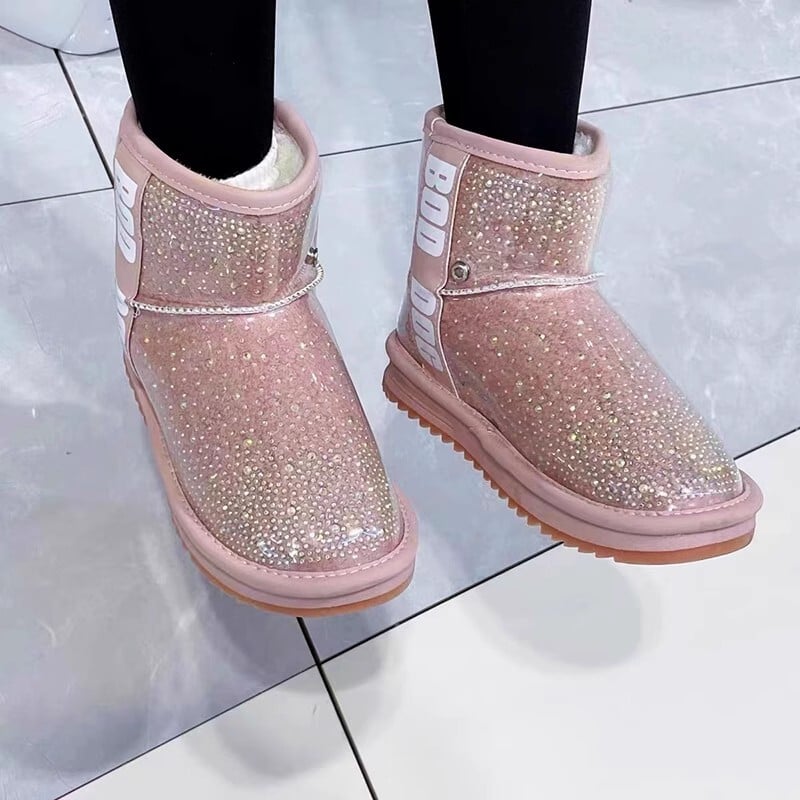 Cizme scurte de iarnă pentru copii, impermeabile, antiderapante, din piele și blană, cizme de pluș și de zăpadă îngroșate pentru fete