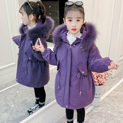 Tüdrukute mantel jakk Puuvillane ülerõivas mantel 2022 lilla soe paks samet talve pluss suuruses lasteriided