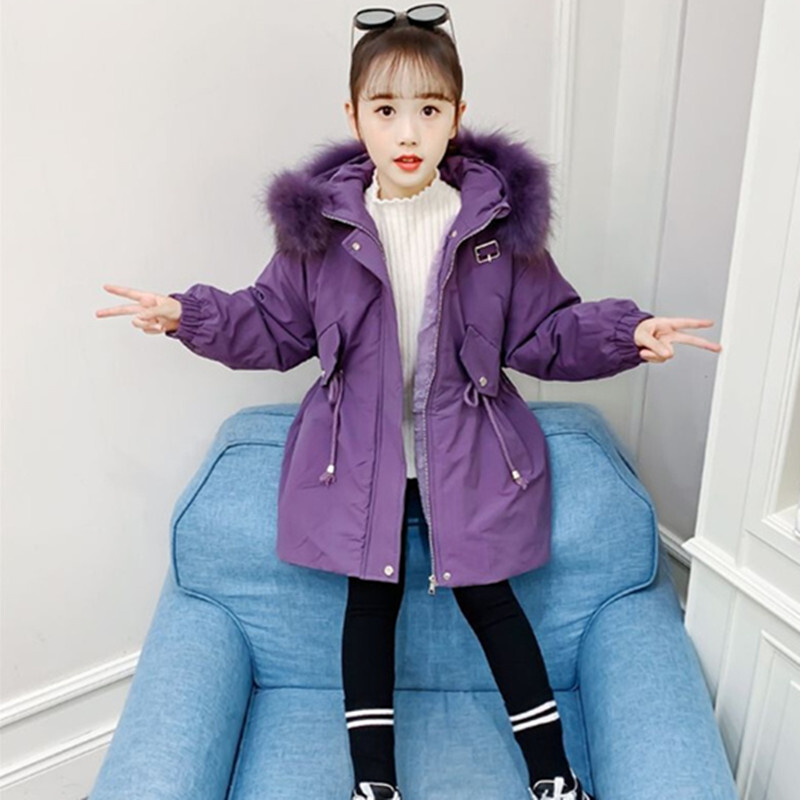 Tüdrukute mantel jakk Puuvillane ülerõivas mantel 2022 lilla soe paks samet talve pluss suuruses lasteriided