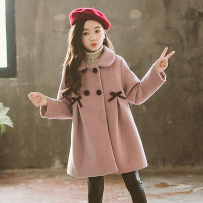 Laste talvevillasegu mantlid Vintage mood teismelised tüdrukud beežid pikad jakid soojad ülerõivad paks jope laps 7 8 10 12 aastat vana