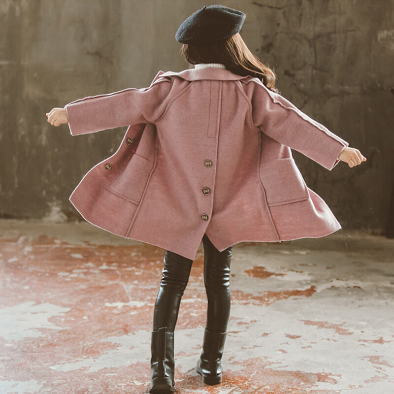 Laste talvevillasegu mantlid Vintage mood teismelised tüdrukud beežid pikad jakid soojad ülerõivad paks jope laps 7 8 10 12 aastat vana