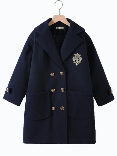 Talvine tüdrukute villane mantel, pikk kahepoolne tviidmantel lastele mood vabaaja hall hall 10 12 14 aastat teismeliste laste ülerõivad