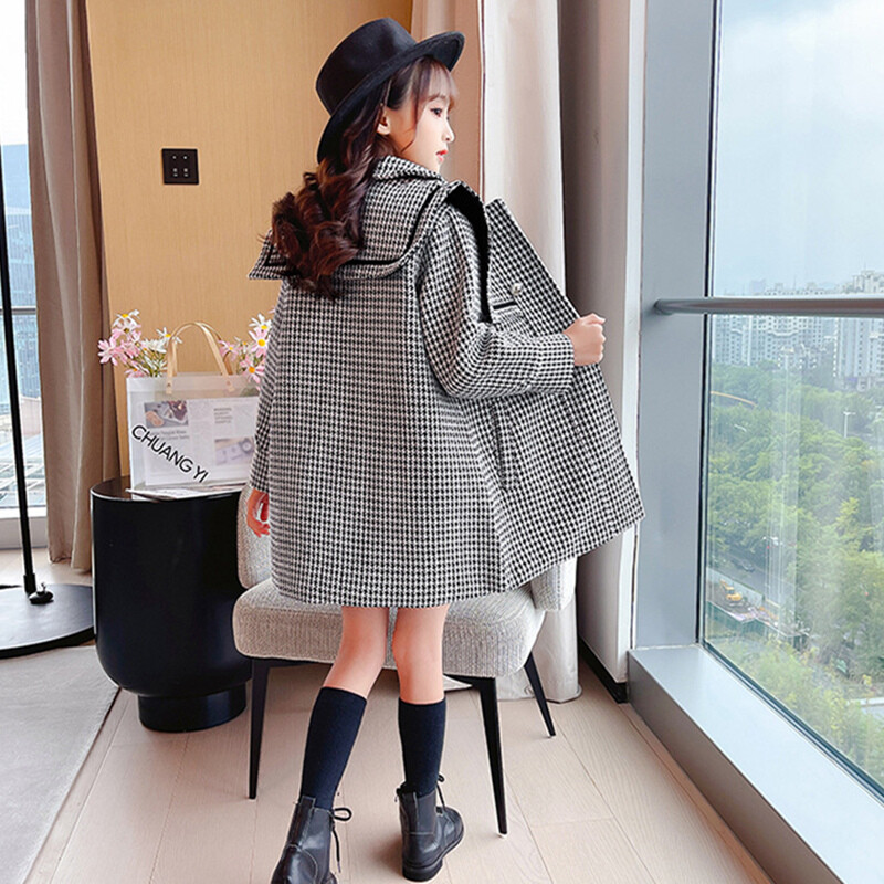 Вълнено палто за момичета Яке Памучно палто 2021 Ново топло удебелено плюс кадифено зимно есенно тийнейджърско училищно детско облекло