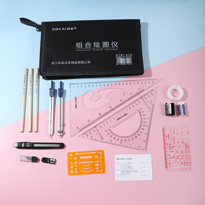 15 in1 kompassi joonlaud matemaatika geomeetria plaadi kirjatarvete komplekt õpilastele professionaalsed ehitusmehaanikainseneri joonistamise tarvikud