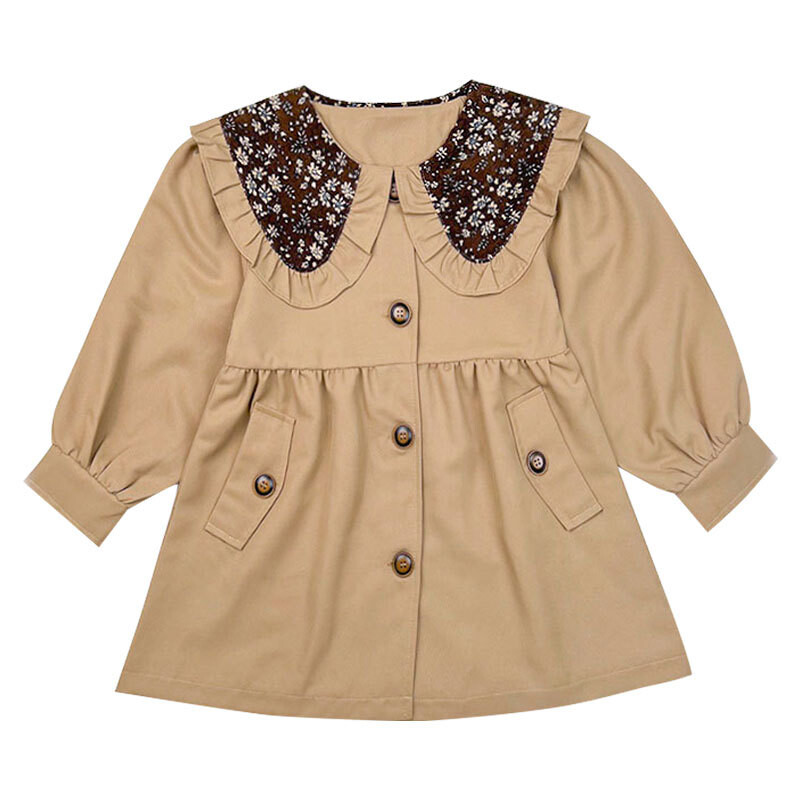 Kevad-sügis Tüdrukute Trench-mantlid Uus mood Korea stiilis tuulejope Laste ülerõivad Lasteriided 6 7 8 9 10 11 12 Y