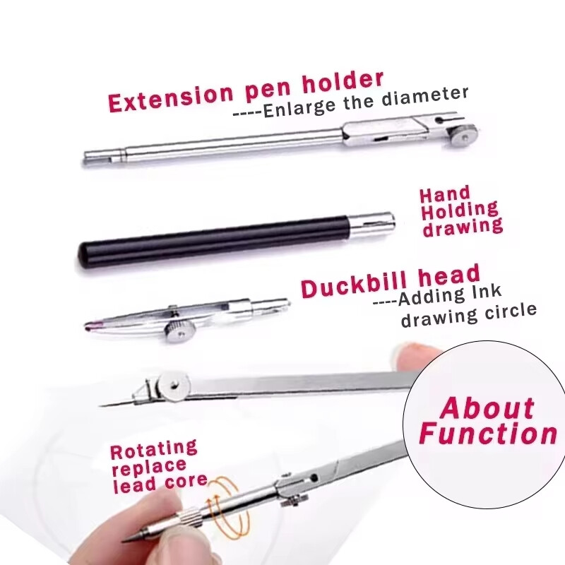 Nerūsējošā tērauda daudzfunkcionāls rasējums zīmēšanas kompass matemātikas ģeometrija 2/4/5/6 gab./komplektā Apļi rīks Izturīgi skolas piederumi