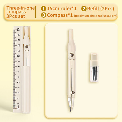 Riglă busolă multifuncțională trei în unu cu reumplere pentru creion, instrument de geometrie pentru matematică, cerc, rechizite de papetărie școlară