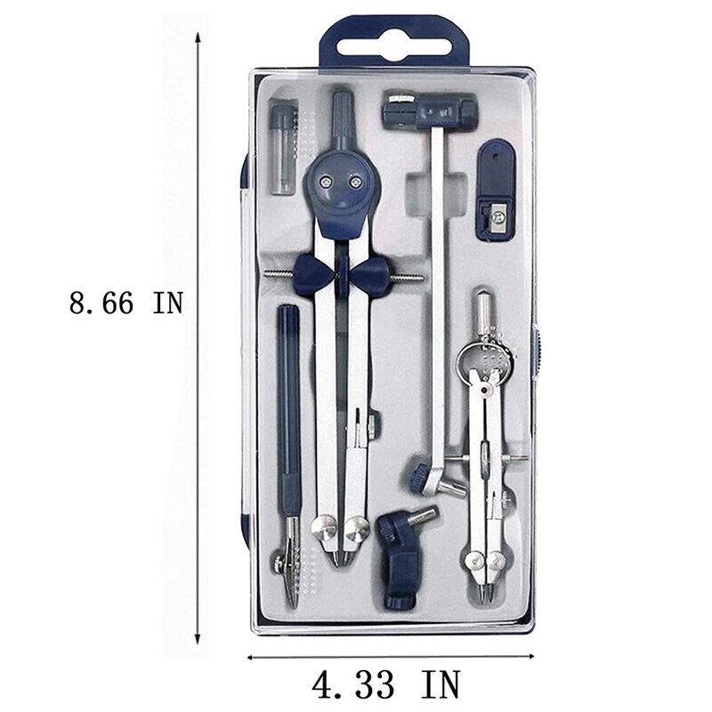 9 bucă busolă pentru set de geometrie Instrument busolă pentru desen pentru geometrie pentru desen, matematică, desen, instrument pentru inginer