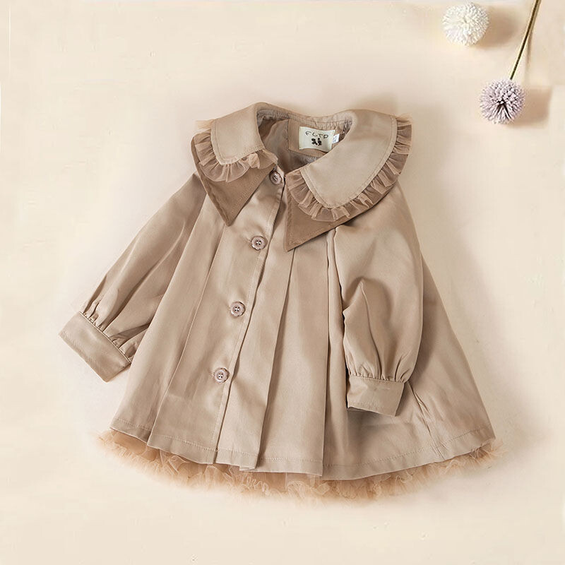 3–13-aastastele lastele mõeldud mantel Tüdrukutele Khakivärvi Kleit Joped Väikelapse Beebi Sügisrõivad Riietus Tüdrukutele Tuulejokk 7 8 9 10 11 12 13