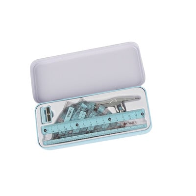 8 în 1 Compas Riglă Kit Geometrie Instrumente de desen Costum de pictură Matematică Student Papetarie Creion/Rglă/Geramă/Ascuțitoare