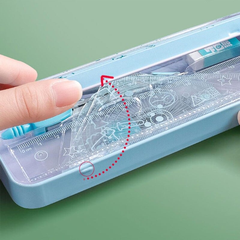 Kit de geometrie matematică de 8 buc cu rigle, raportoare, busolă, gumă de șters și cutie metalică, rechizite școlare pentru desen și desen