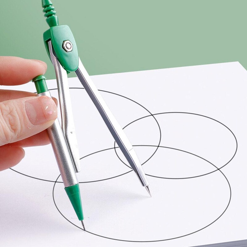 Kit de geometrie matematică de 8 buc cu rigle, raportoare, busolă, gumă de șters și cutie metalică, rechizite școlare pentru desen și desen