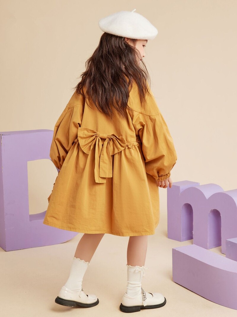 3-12 години Бебешко палто за момичета Сладки якета с панделка Детско есенно връхно облекло Тренчкот за момичета 4 5 6 7 8 9 10 11