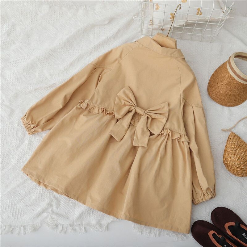 3-12 години Бебешко палто за момичета Сладки якета с панделка Детско есенно връхно облекло Тренчкот за момичета 4 5 6 7 8 9 10 11