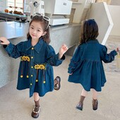 Trenci din denim pentru bebeluși de toamnă pentru copii, guler răsturnat, jachetă de jeans, rochii pentru fete, haină cu mânecă lungă, haină 4 5 6 7 8 9 10