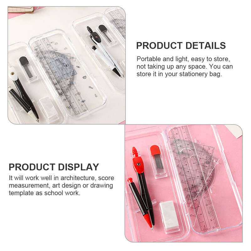 Komplet kompasa Komplet za matematičko crtanje Kružni šestari Geometrijski paket Alati za dizajn Plastika Metal Student Studenti