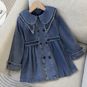 Mokykliniai vaikams Džinsinės striukės mergaitėms Trenčiniai paltai Pavasario rudens apranga Vaikiški drabužiai paaugliams Kostiumai 4 6 8 10 12 m.