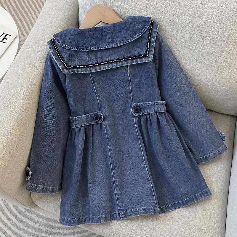 Mokykliniai vaikams Džinsinės striukės mergaitėms Trenčiniai paltai Pavasario rudens apranga Vaikiški drabužiai paaugliams Kostiumai 4 6 8 10 12 m.