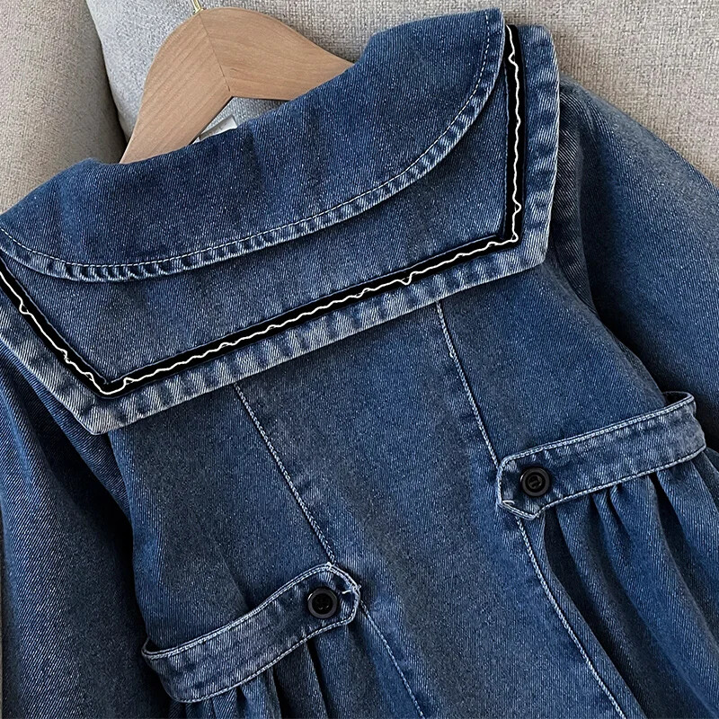 Mokykliniai vaikams Džinsinės striukės mergaitėms Trenčiniai paltai Pavasario rudens apranga Vaikiški drabužiai paaugliams Kostiumai 4 6 8 10 12 m.