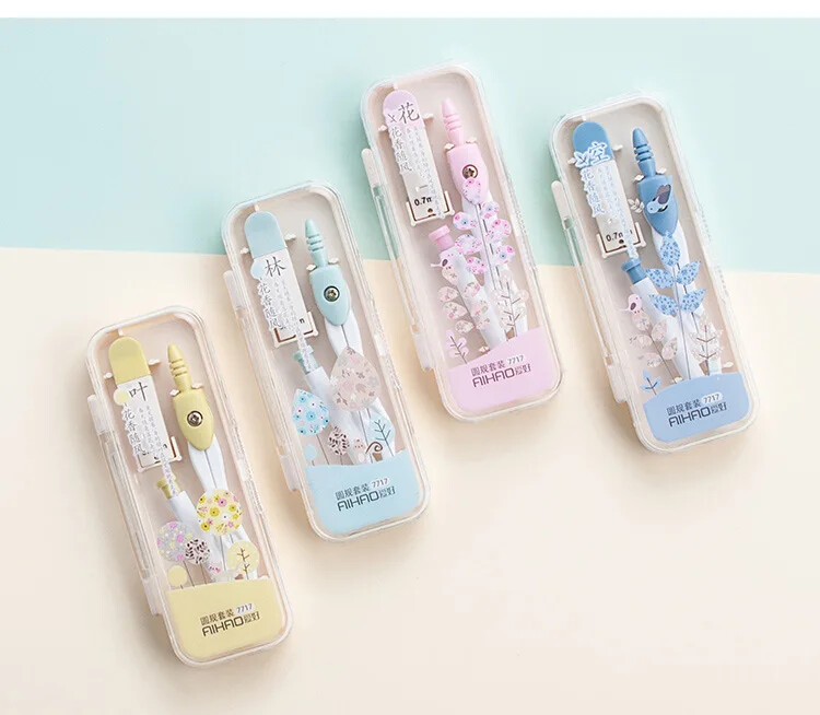 Metāla zīmēšanas kompass ar 0,7 mm svina pildījumu Matemātikas ģeometrijas rīki apļiem Skolas piederumi Jauks rakstāmpiederumu komplekts skolēniem