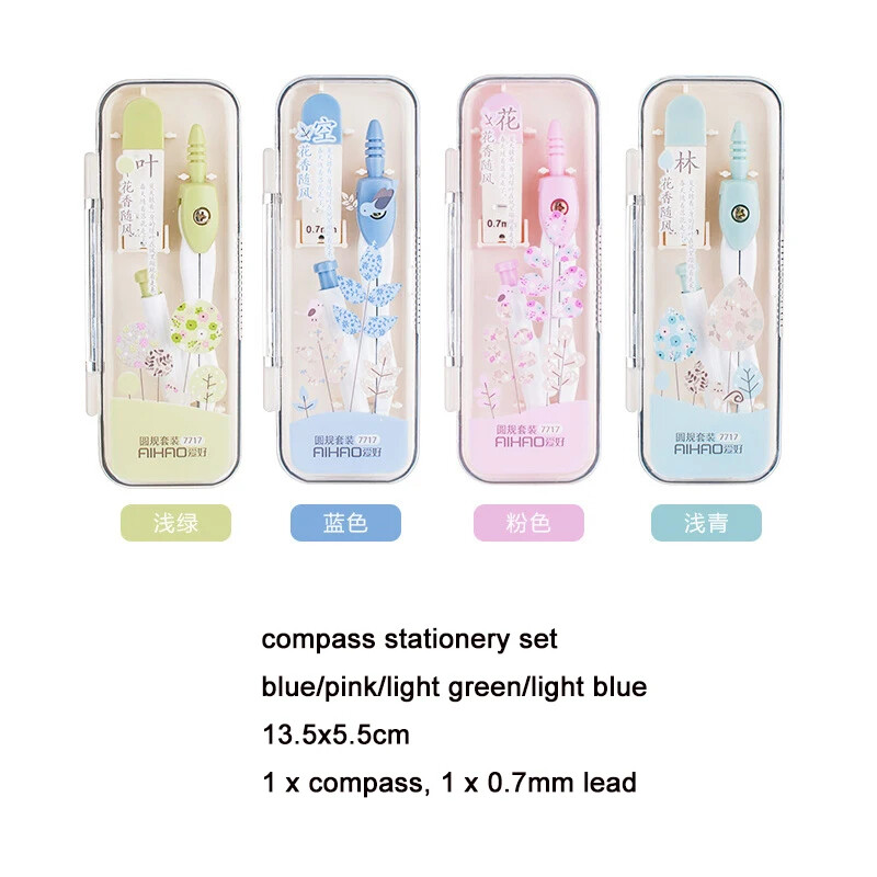 Metāla zīmēšanas kompass ar 0,7 mm svina pildījumu Matemātikas ģeometrijas rīki apļiem Skolas piederumi Jauks rakstāmpiederumu komplekts skolēniem