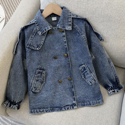 Beebi jakid tüdrukutele Trench-mantlid Kevad-sügis teksariided Lasteriided teismelistele Kostüümid 4 6 7 8 10 12 aastat