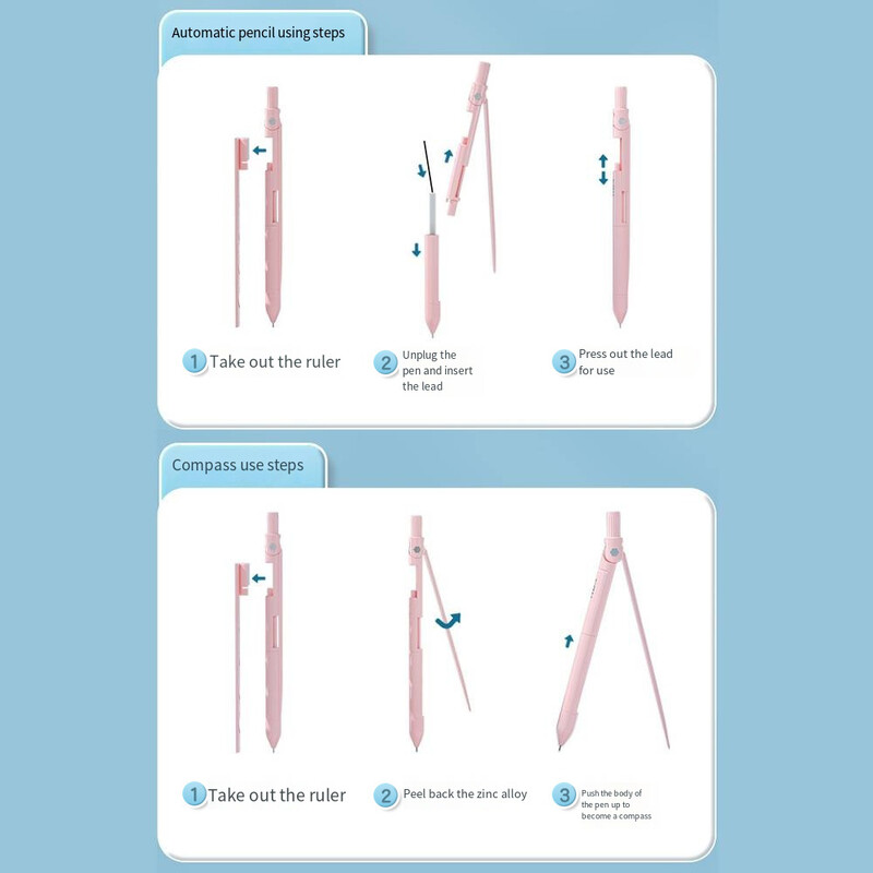 Profesionāls kompass ar mehānisko zīmuli Matemātikas ģeometrijas zīmēšanas rīki Piederumi studentiem Skolotājiem Dizaineriem Strādniekiem