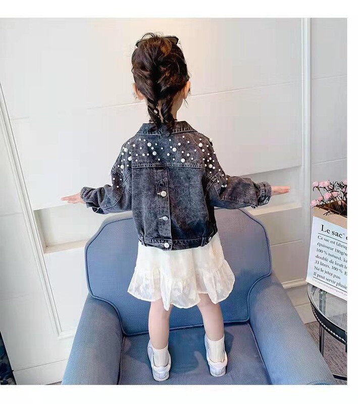 Jachetă de denim de primăvară pentru fete, îmbrăcăminte exterioară coreeană nouă pentru copii, paltoane de toamnă pentru elevi